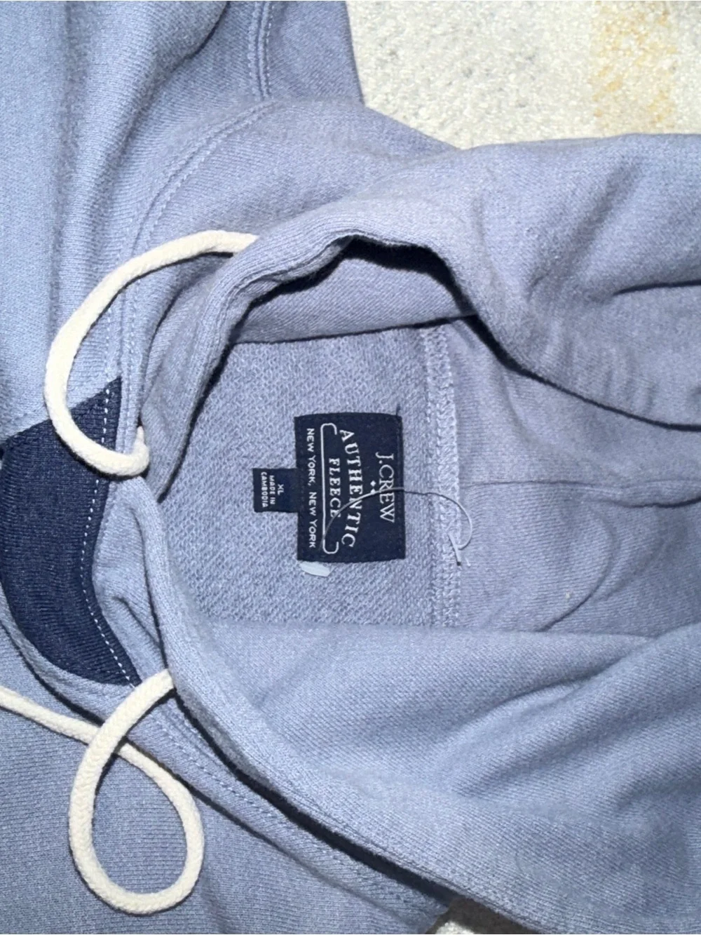 J. Crew Two-Tone Slate Blue and Navy Hooded Pullover